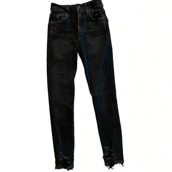 AGOLDE | Sophie High Rise Skinny Crop Jeans Temple Black Denim Distressed Hem 24 - Picture 4 of 8